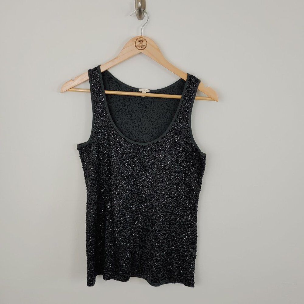J Crew Sequin Cotton Tank Black and Gray size XS